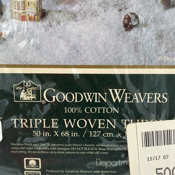 Vintage Holiday Tapestry village Throw Blanket Multicolor Goodwin weavers cotton - Picture 4 of 5